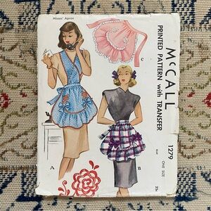 McCall 1279 Apron Pinny + Transfer Vintage Sewing Pattern McCall’s 1946 40s